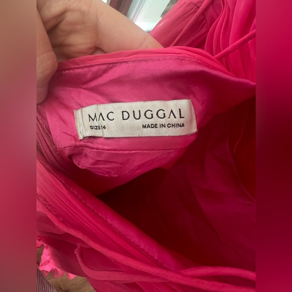 Mac Duggal Ruffle Tiered Cut-Out Chiffon Gown Hot Pink - Picture 6 of 12